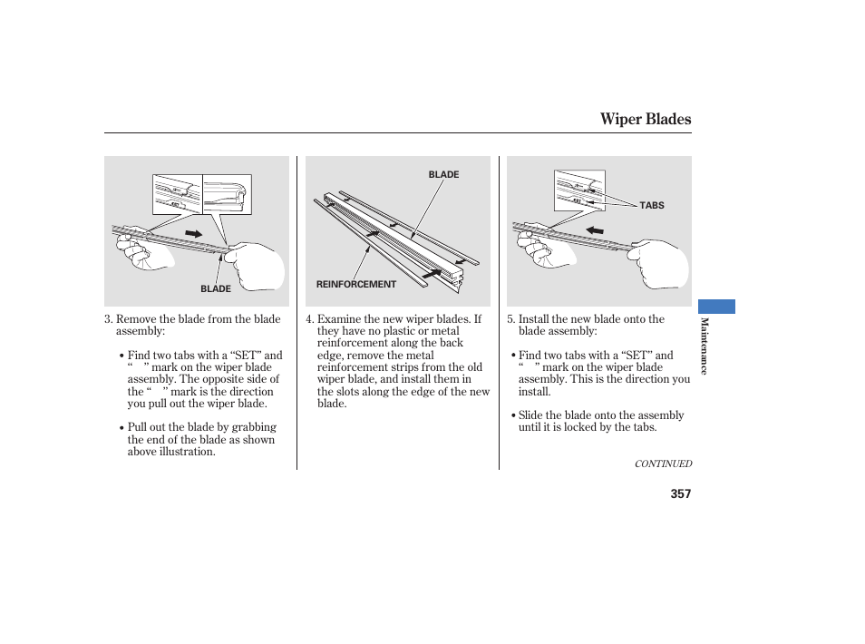 Wiper blades | Acura 2008 RDX User Manual | Page 363 / 434