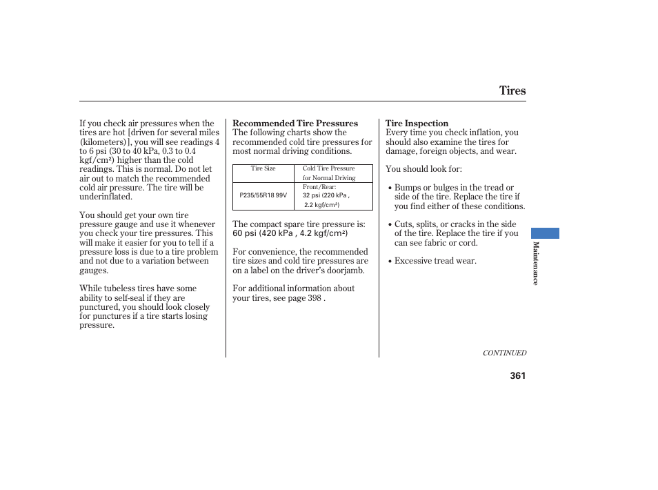 Tires | Acura 2008 RDX User Manual | Page 367 / 434
