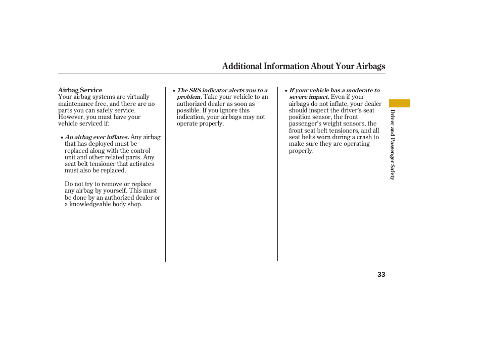 Additional information about your airbags | Acura 2008 RDX User Manual | Page 39 / 434
