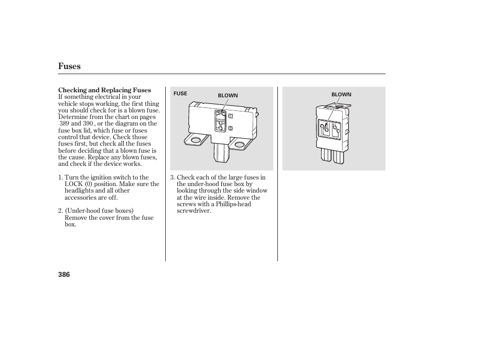 Fuses | Acura 2008 RDX User Manual | Page 392 / 434