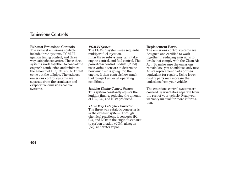 Emissions controls | Acura 2008 RDX User Manual | Page 410 / 434