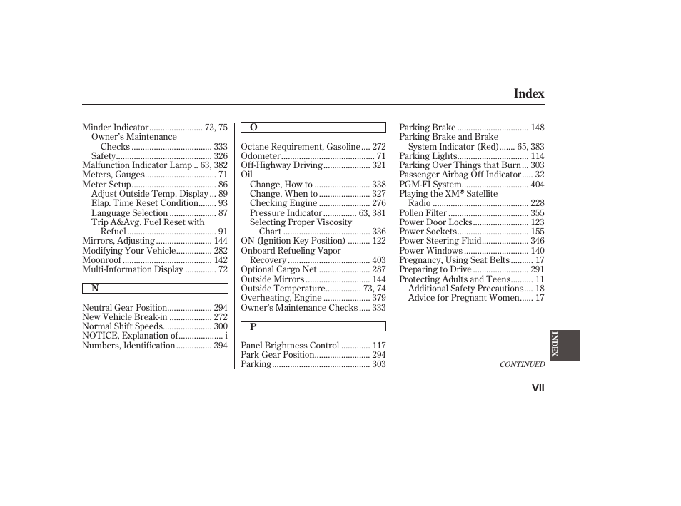 Index | Acura 2008 RDX User Manual | Page 427 / 434