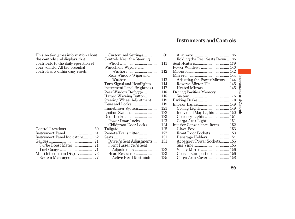 Instruments and controls | Acura 2008 RDX User Manual | Page 65 / 434