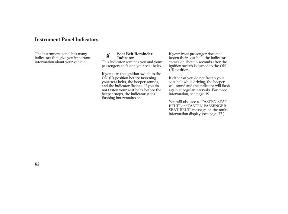 Instrument panel indicators | Acura 2008 RDX User Manual | Page 68 / 434