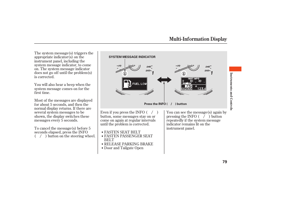 Multi-information display | Acura 2008 RDX User Manual | Page 85 / 434