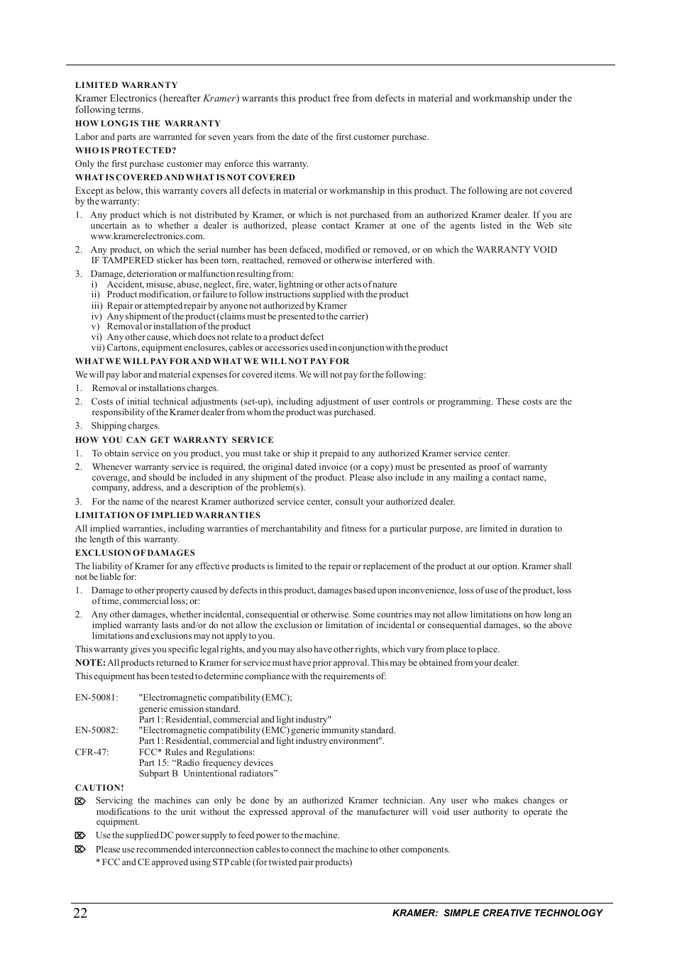 Kramer Electronics 105VB User Manual | Page 25 / 26