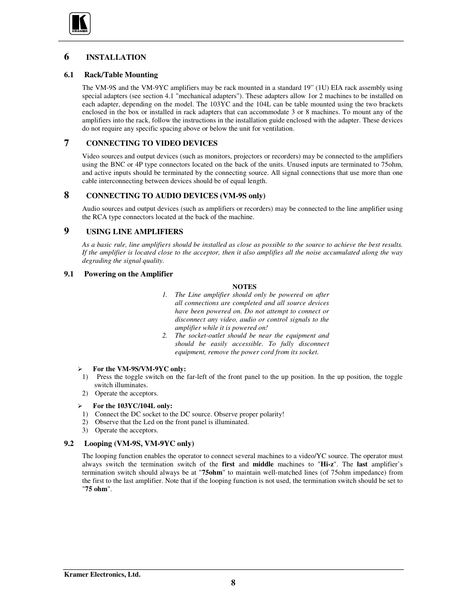Kramer Electronics 103YC User Manual | Page 10 / 17