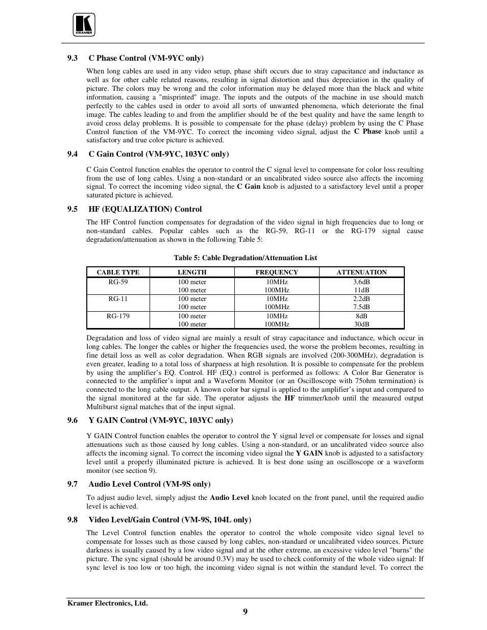 Kramer Electronics 103YC User Manual | Page 11 / 17