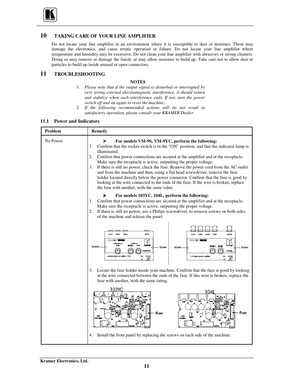 Kramer Electronics 103YC User Manual | Page 13 / 17