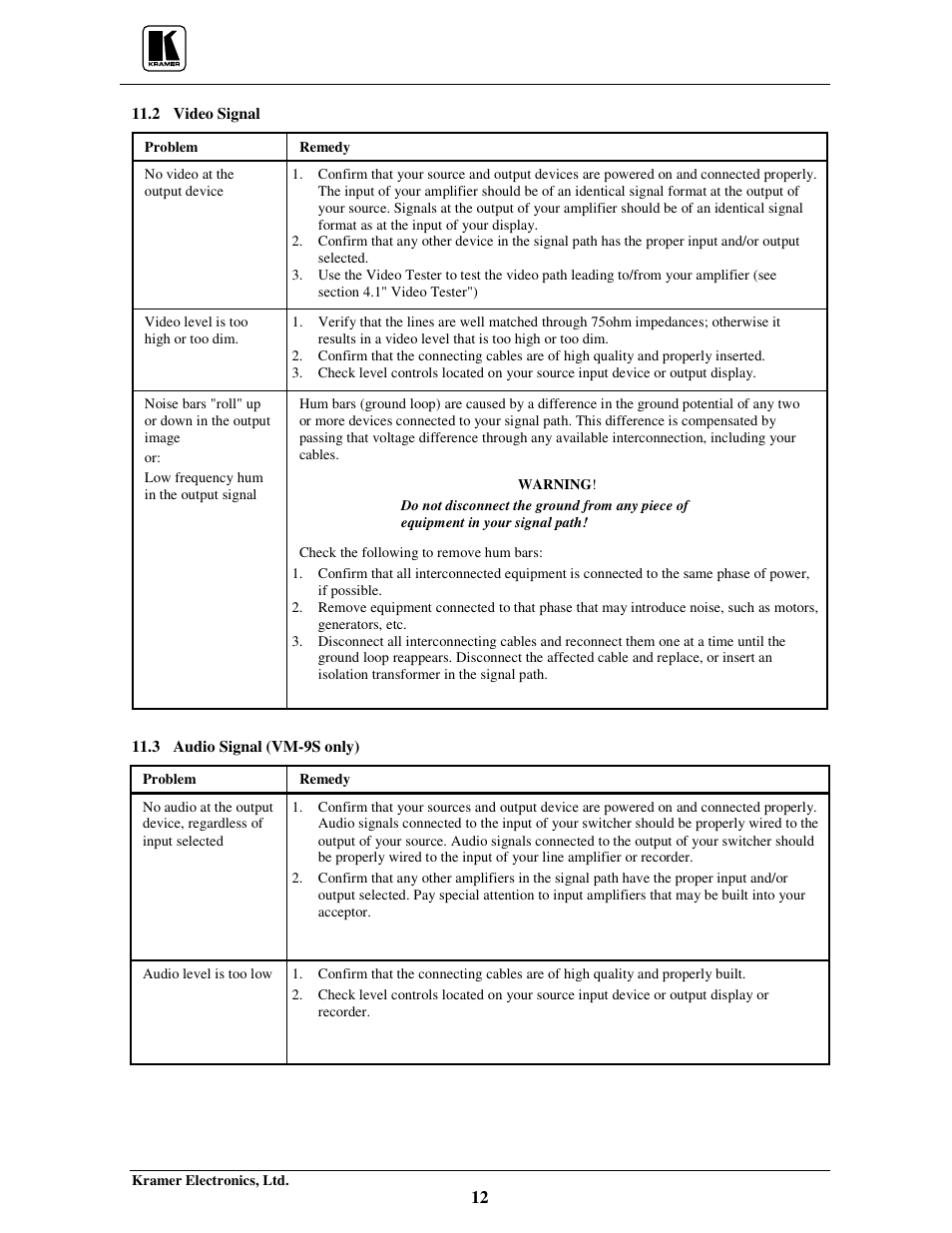 Kramer Electronics 103YC User Manual | Page 14 / 17