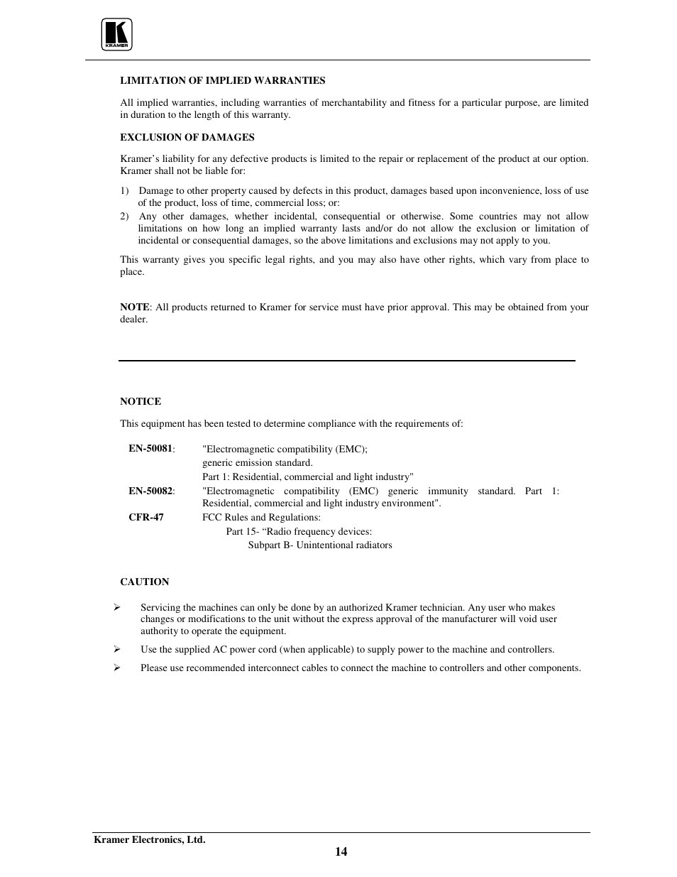 Kramer Electronics 103YC User Manual | Page 16 / 17