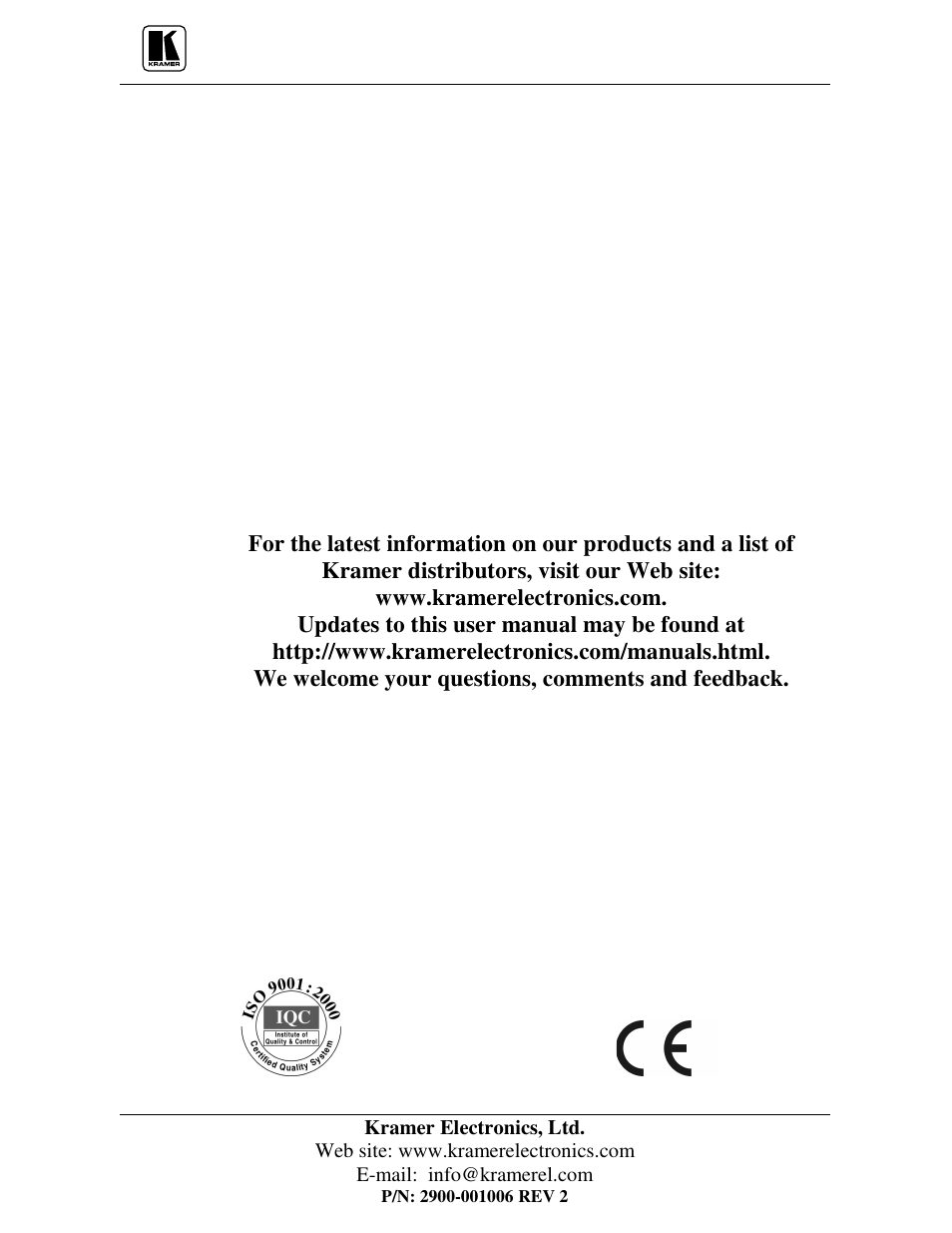 Kramer Electronics 103YC User Manual | Page 17 / 17