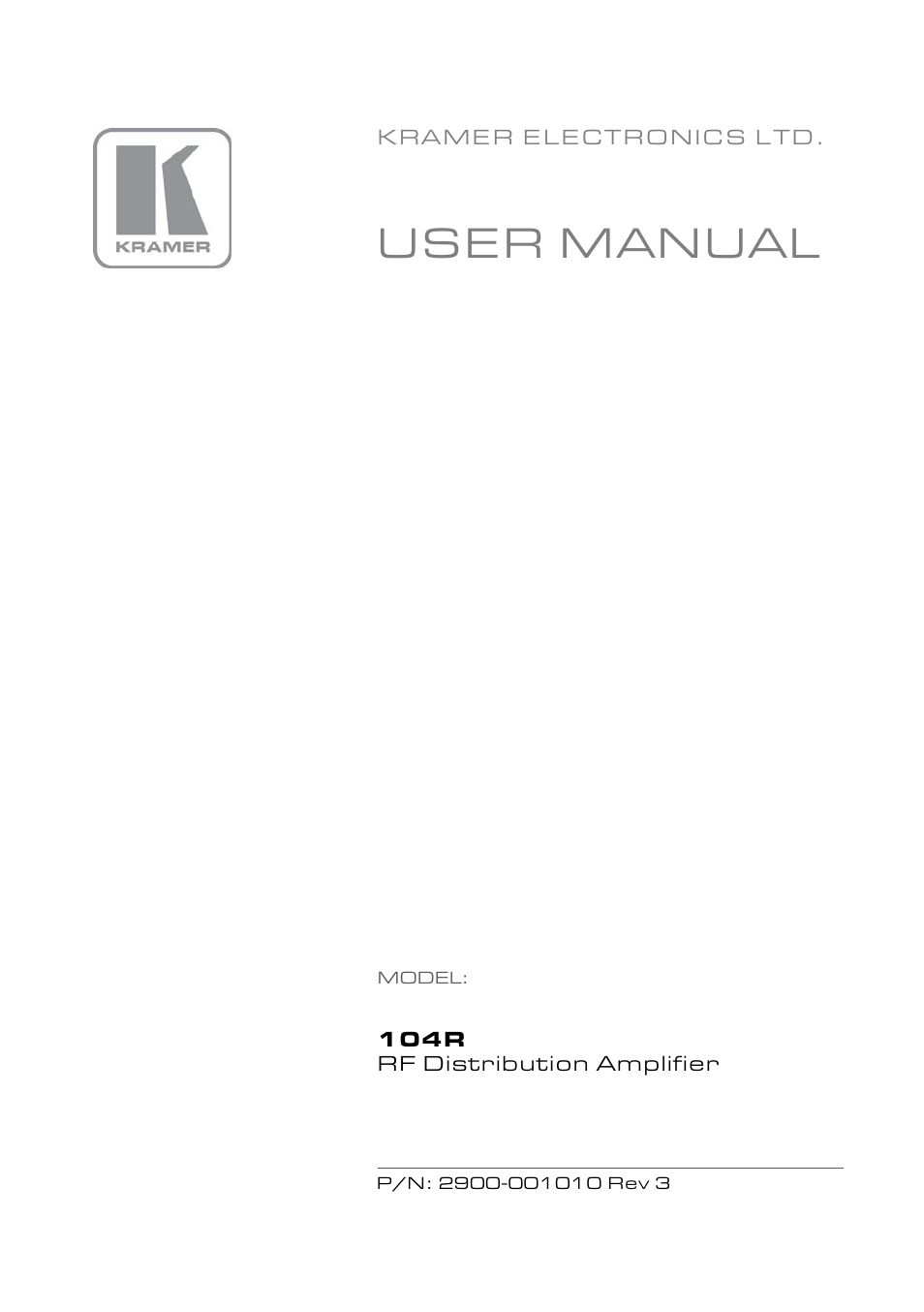 Kramer Electronics 104R User Manual | 12 pages