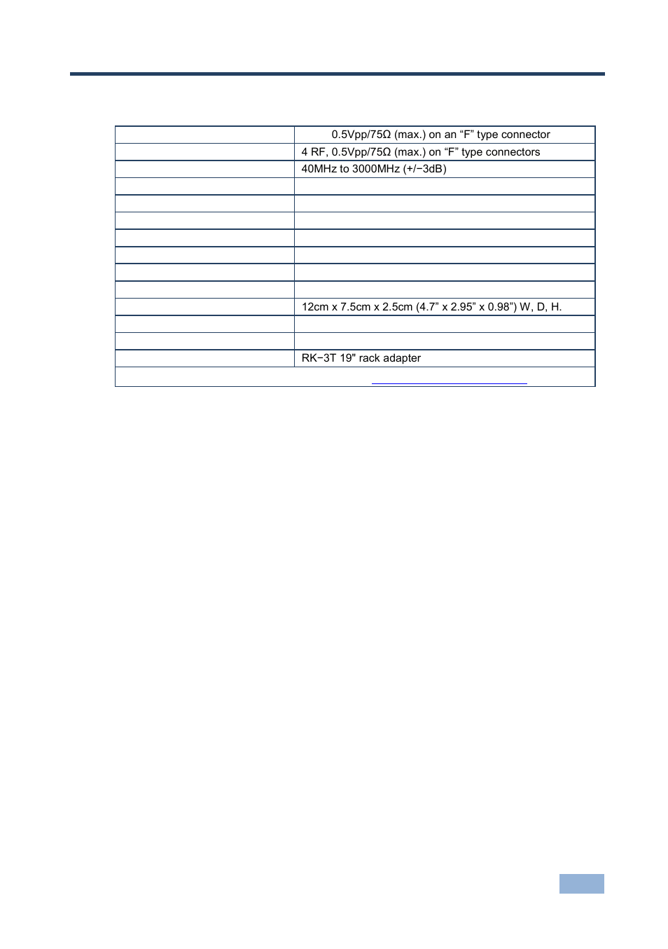 5 technical specifications, Technical specifications, 5technical specifications | Kramer Electronics 104R User Manual | Page 10 / 12