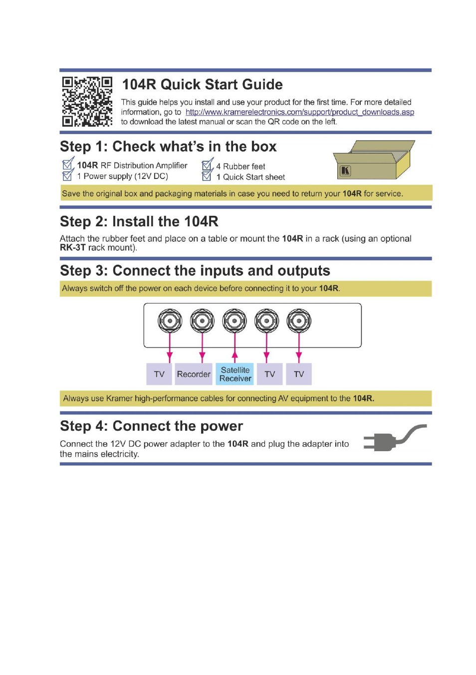 Kramer Electronics 104R User Manual | Page 2 / 12
