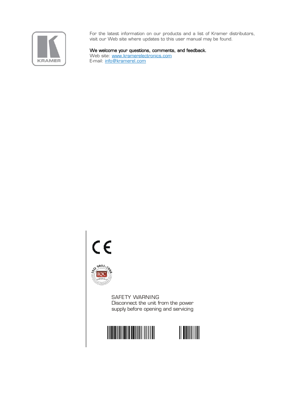 Kramer Electronics 106 User Manual | Page 12 / 12