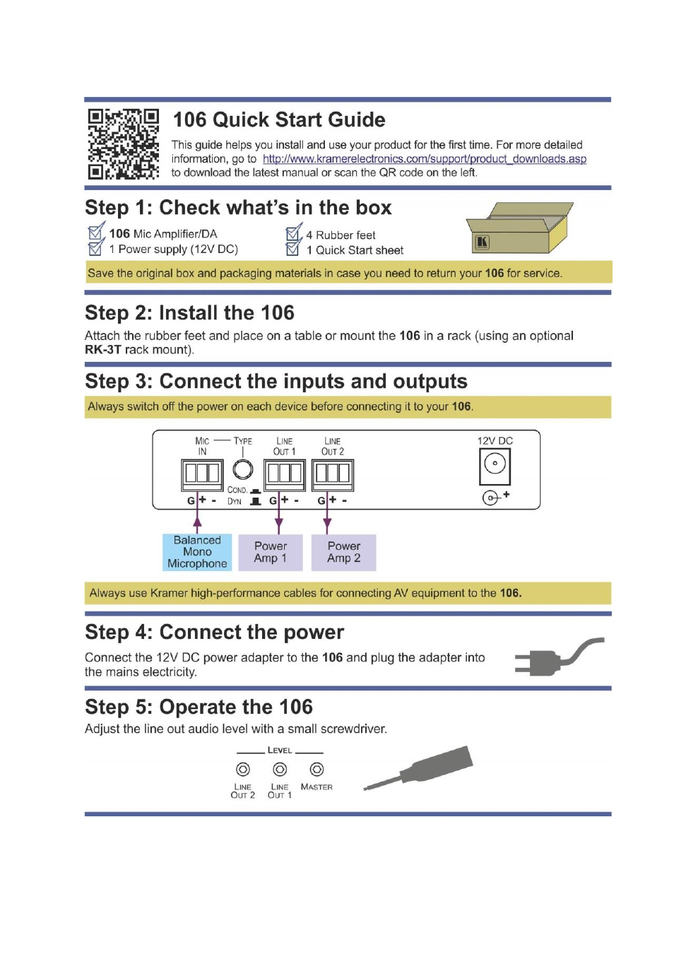 Kramer Electronics 106 User Manual | Page 2 / 12