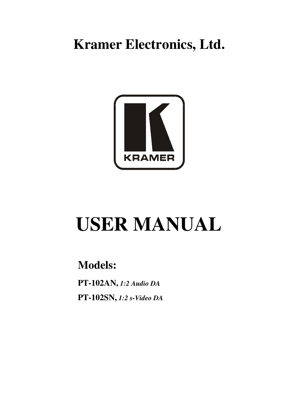 Kramer Electronics PT-102SN User Manual | 13 pages