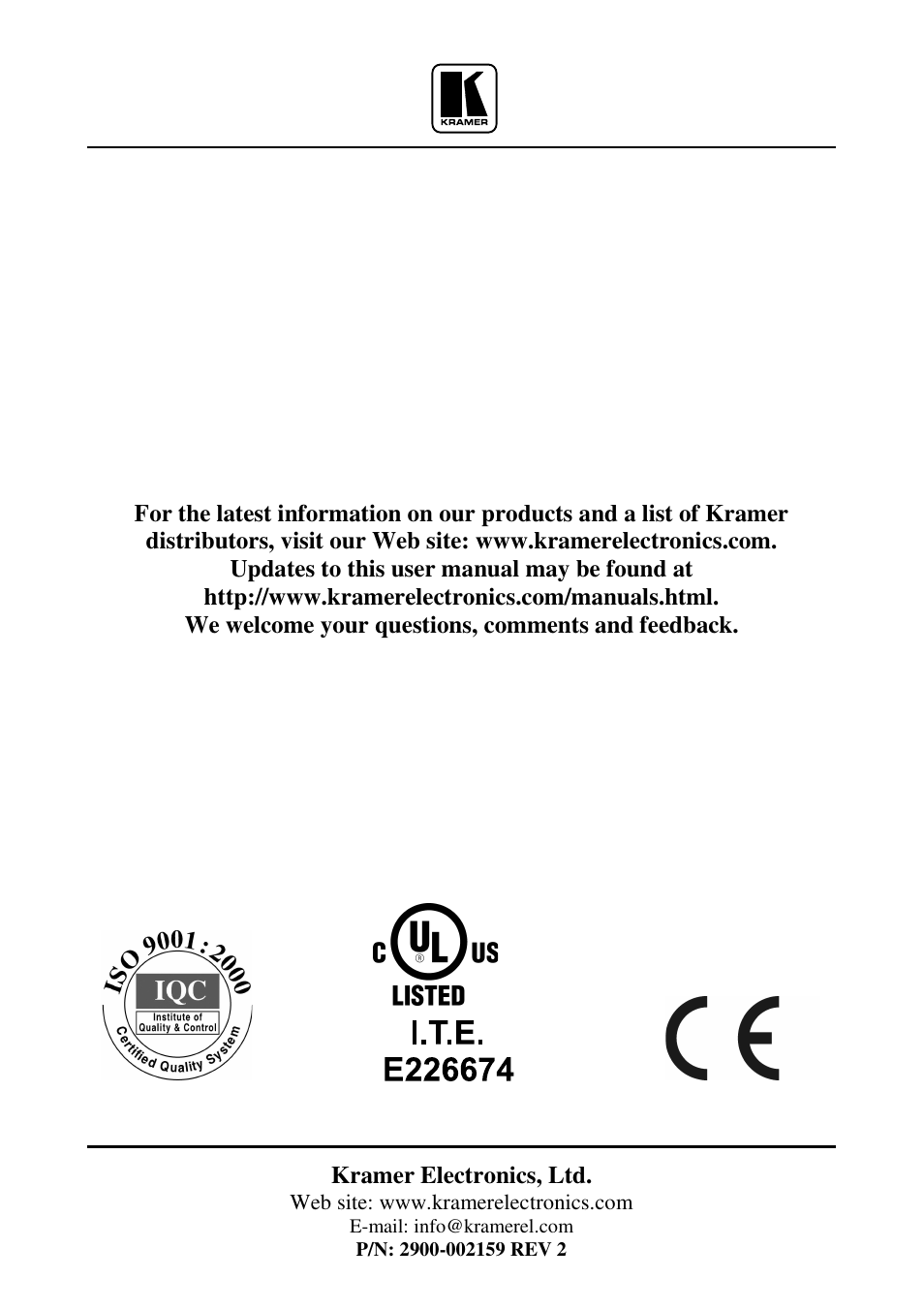 Kramer Electronics PT-102S User Manual | Page 13 / 13