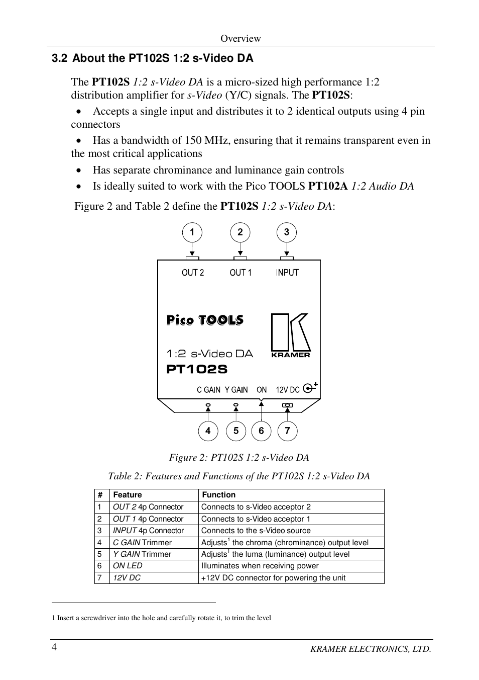 Kramer Electronics PT-102S User Manual | Page 6 / 13