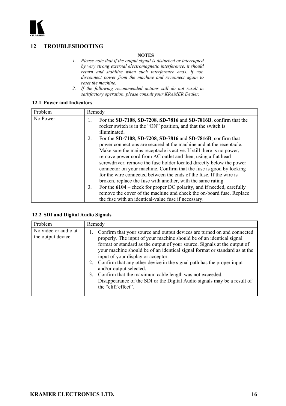 Kramer Electronics SD-7108 User Manual | Page 17 / 20