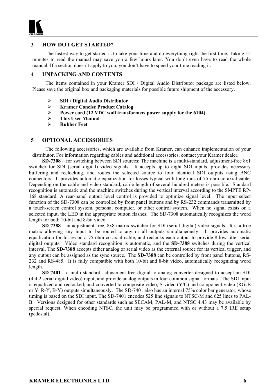 Kramer Electronics SD-7108 User Manual | Page 7 / 20