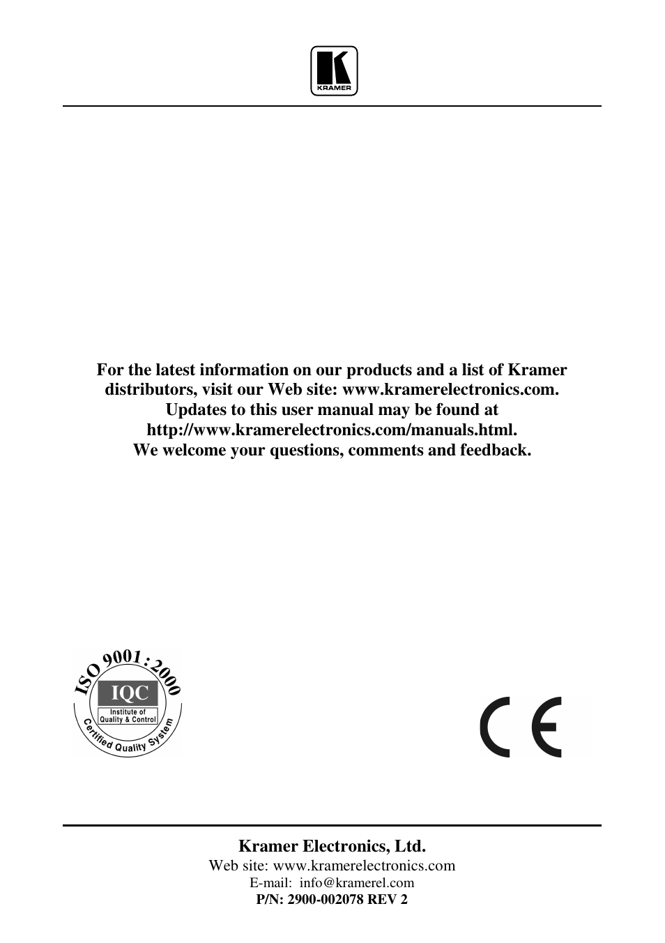 Kramer Electronics VM-100C User Manual | Page 11 / 11