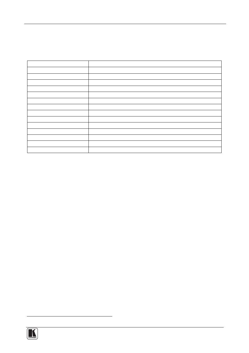 6 technical specifications, Table 4 includes the technical specifications, Technical specifications | Table 4: technical specifications | Kramer Electronics VM-100C User Manual | Page 9 / 11