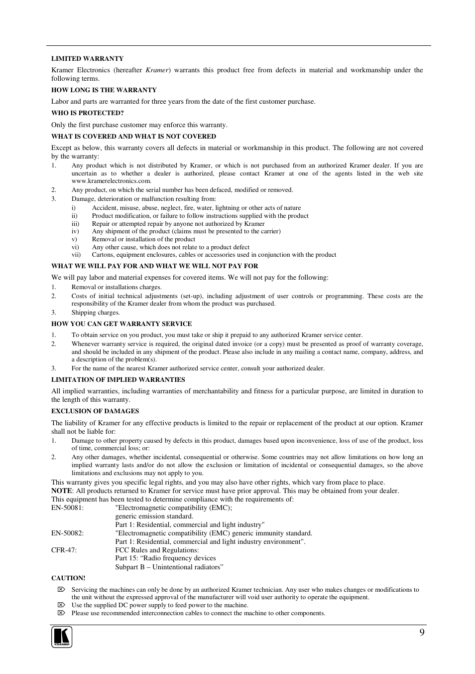Kramer Electronics VM-100CB User Manual | Page 11 / 12