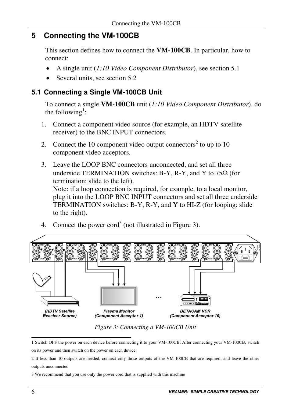 5 connecting the vm-100cb | Kramer Electronics VM-100CB User Manual | Page 8 / 12