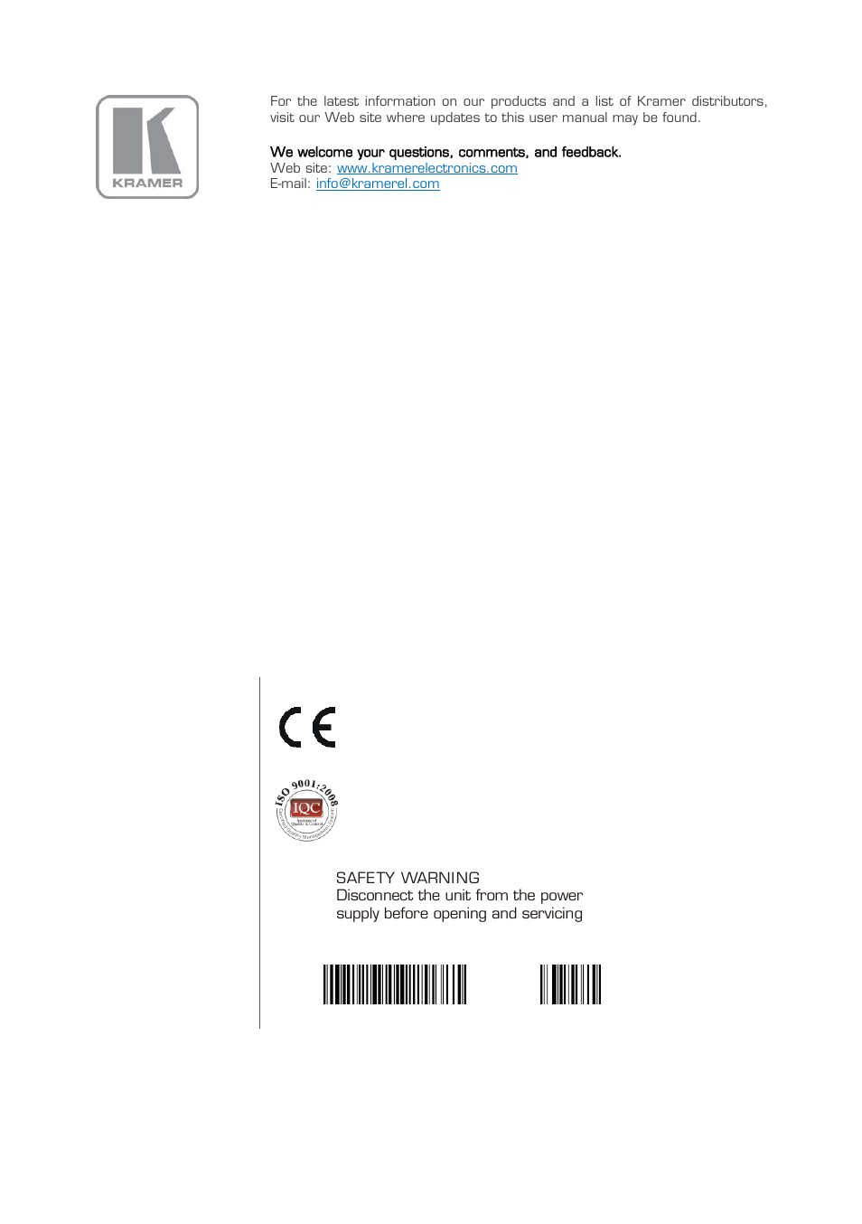 Kramer Electronics VM-100YC User Manual | Page 13 / 13