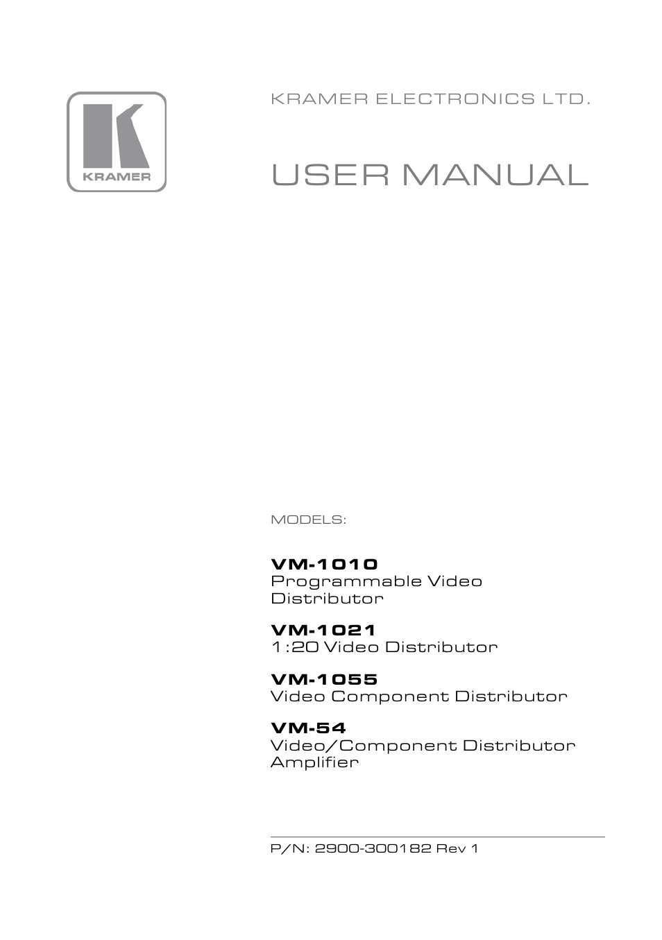 Kramer Electronics VM-1055 User Manual | 27 pages