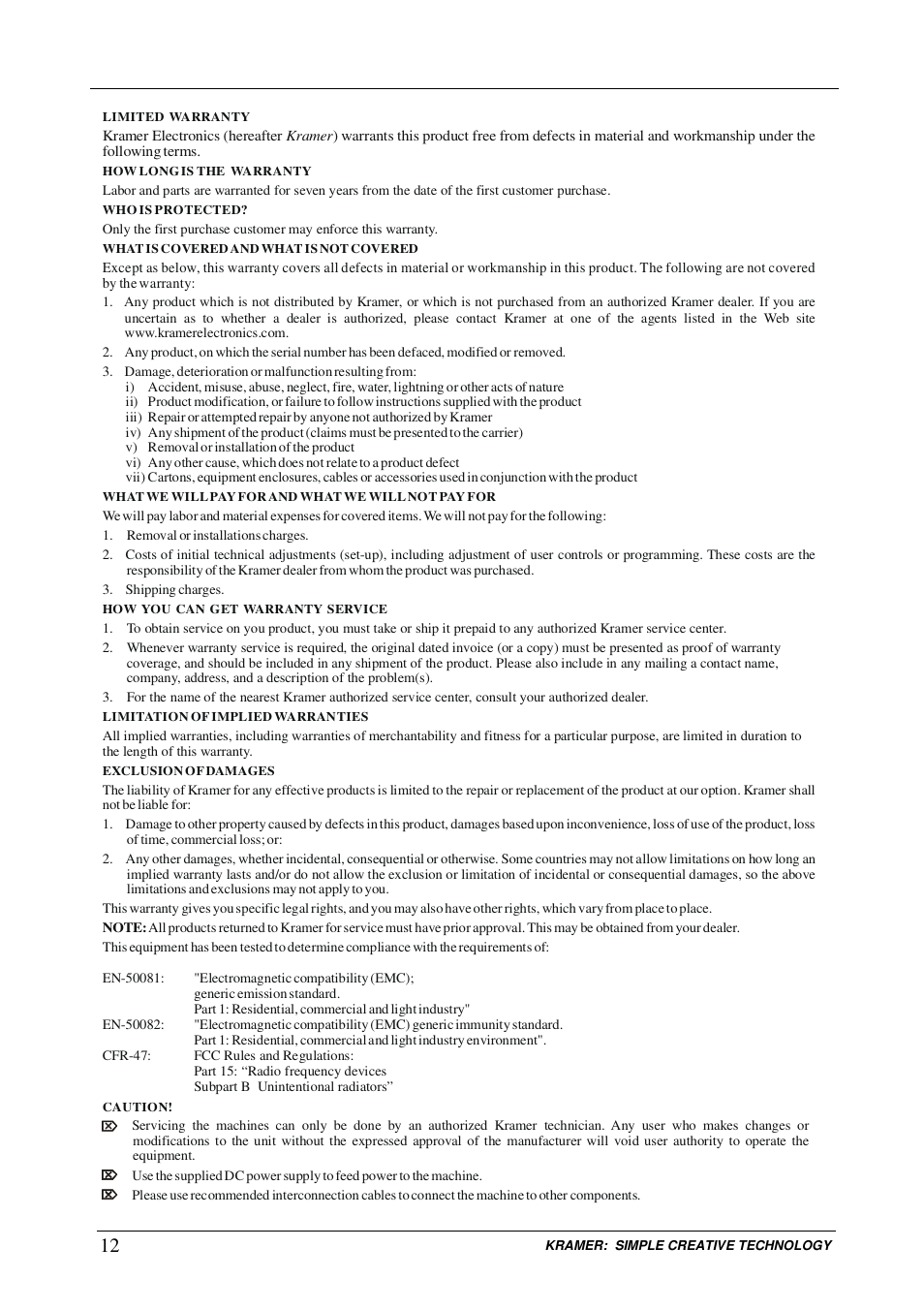 Kramer Electronics VM-1045 User Manual | Page 14 / 15