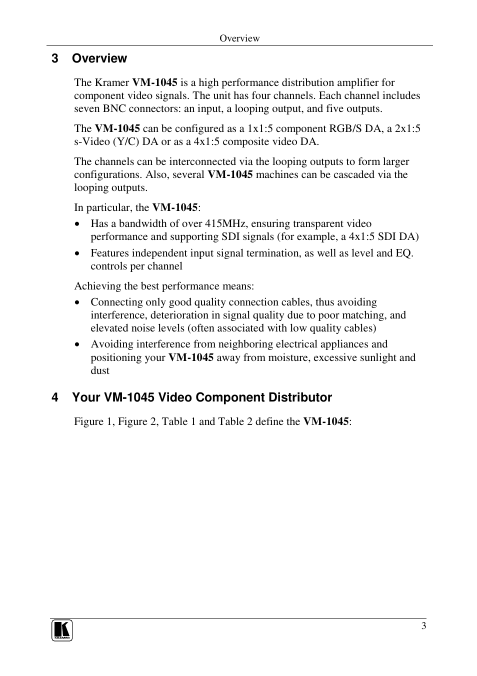 3 overview | Kramer Electronics VM-1045 User Manual | Page 5 / 15