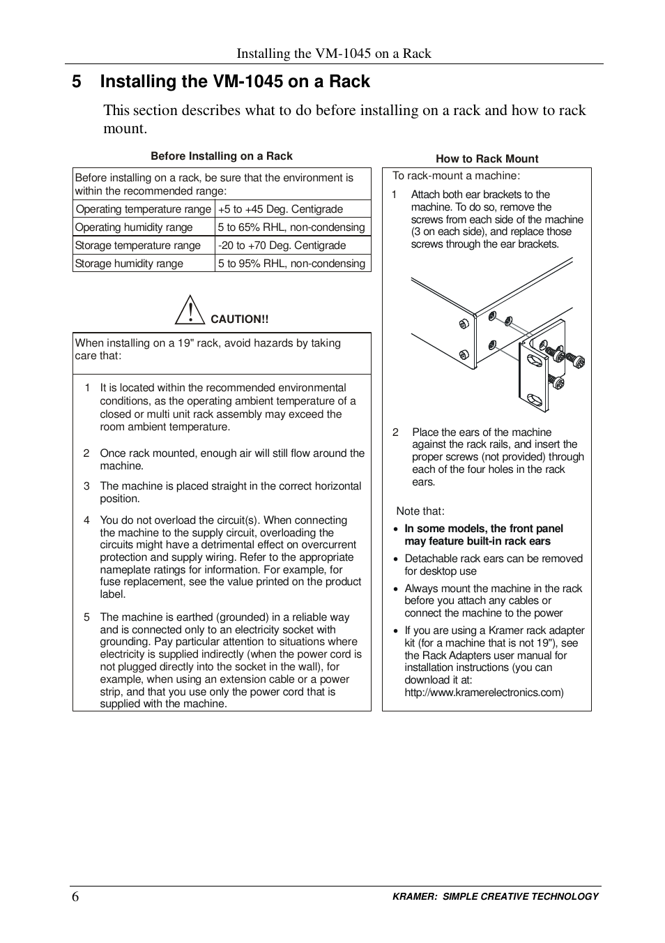 Installing the vm-1045 on a rack | Kramer Electronics VM-1045 User Manual | Page 8 / 15