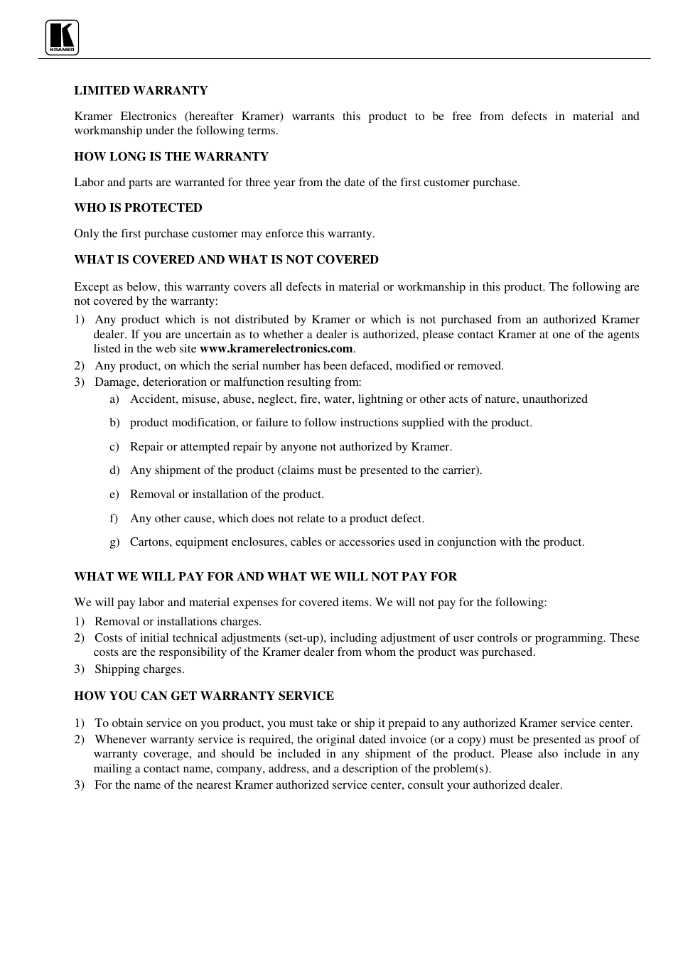 Kramer Electronics VM-80V User Manual | Page 14 / 16