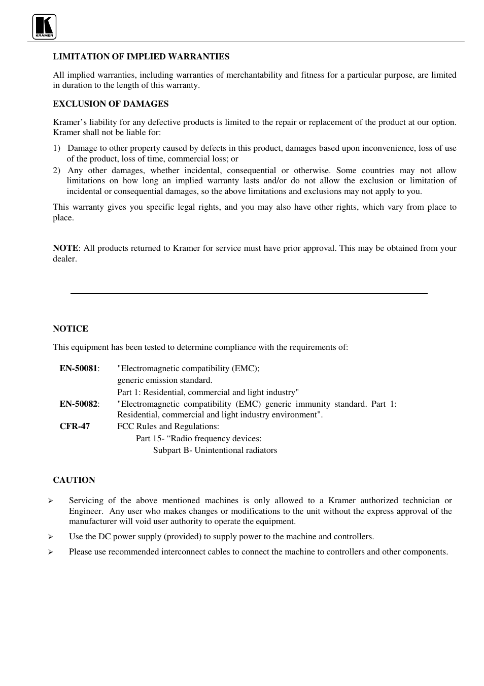 Kramer Electronics VM-80V User Manual | Page 15 / 16