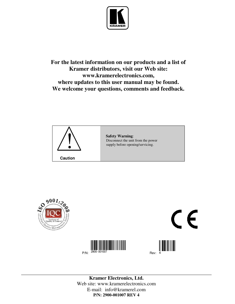 Kramer Electronics VM-80V User Manual | Page 16 / 16