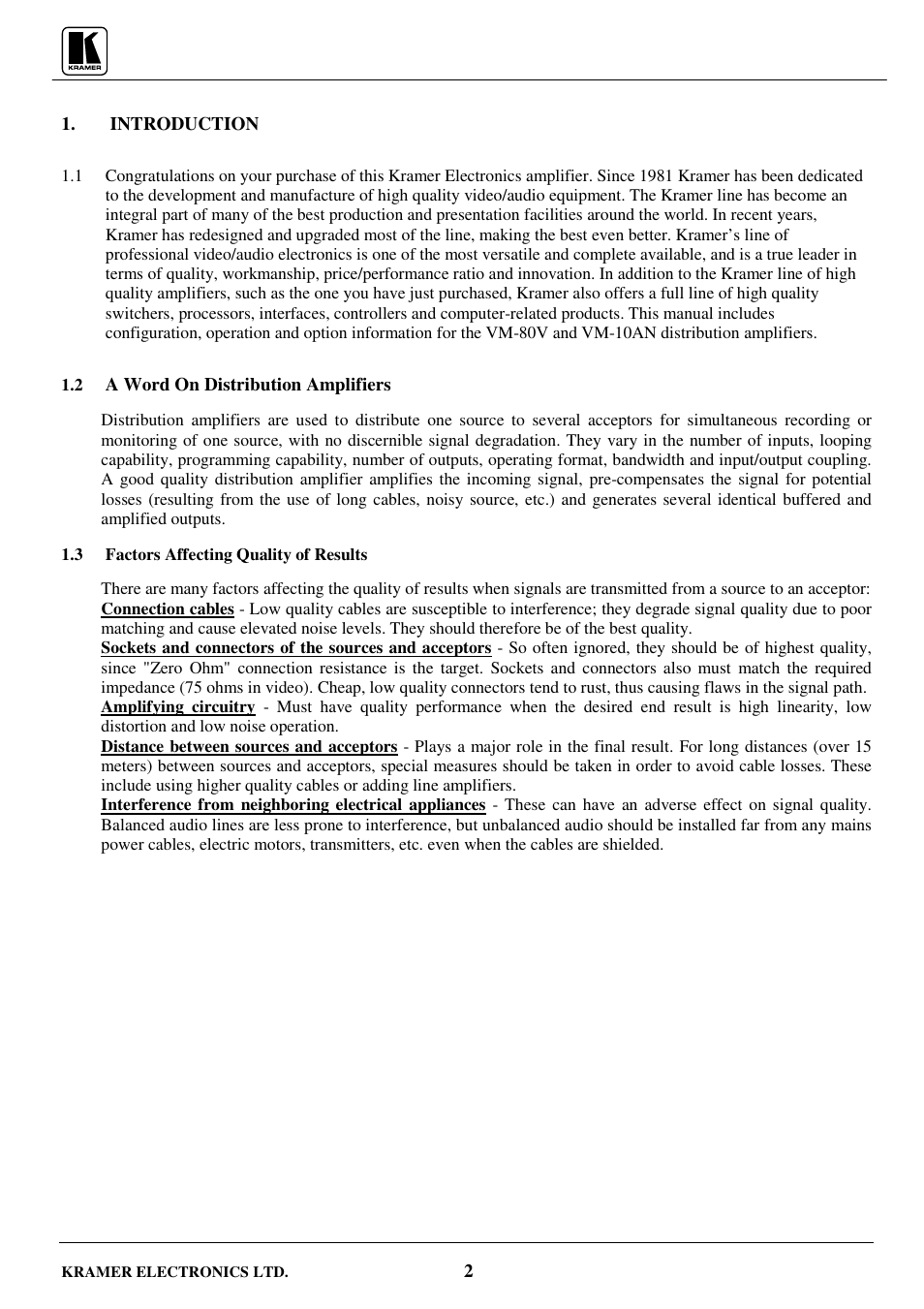 Kramer Electronics VM-80V User Manual | Page 3 / 16
