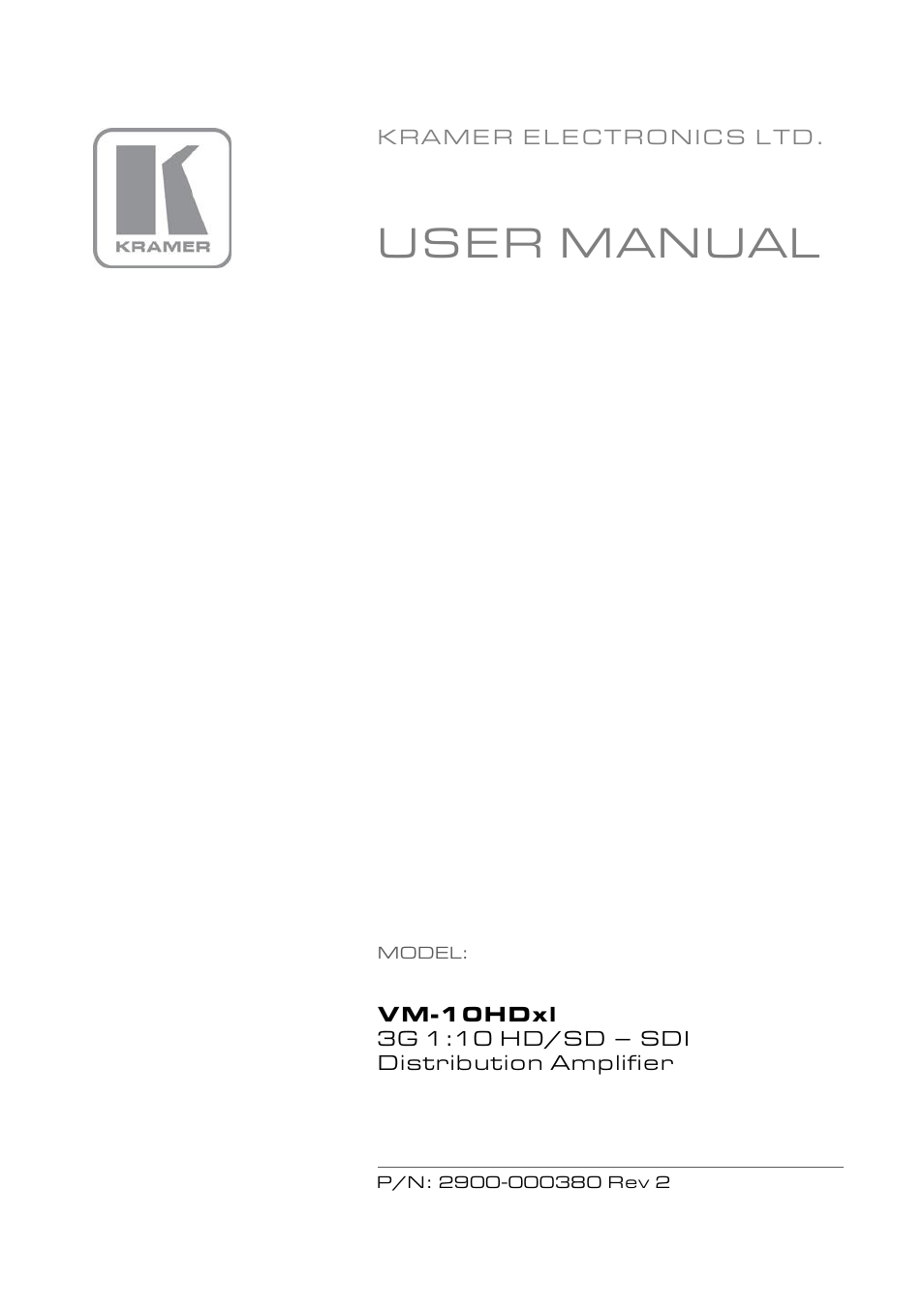 Kramer Electronics VM-10HDxl User Manual | 14 pages