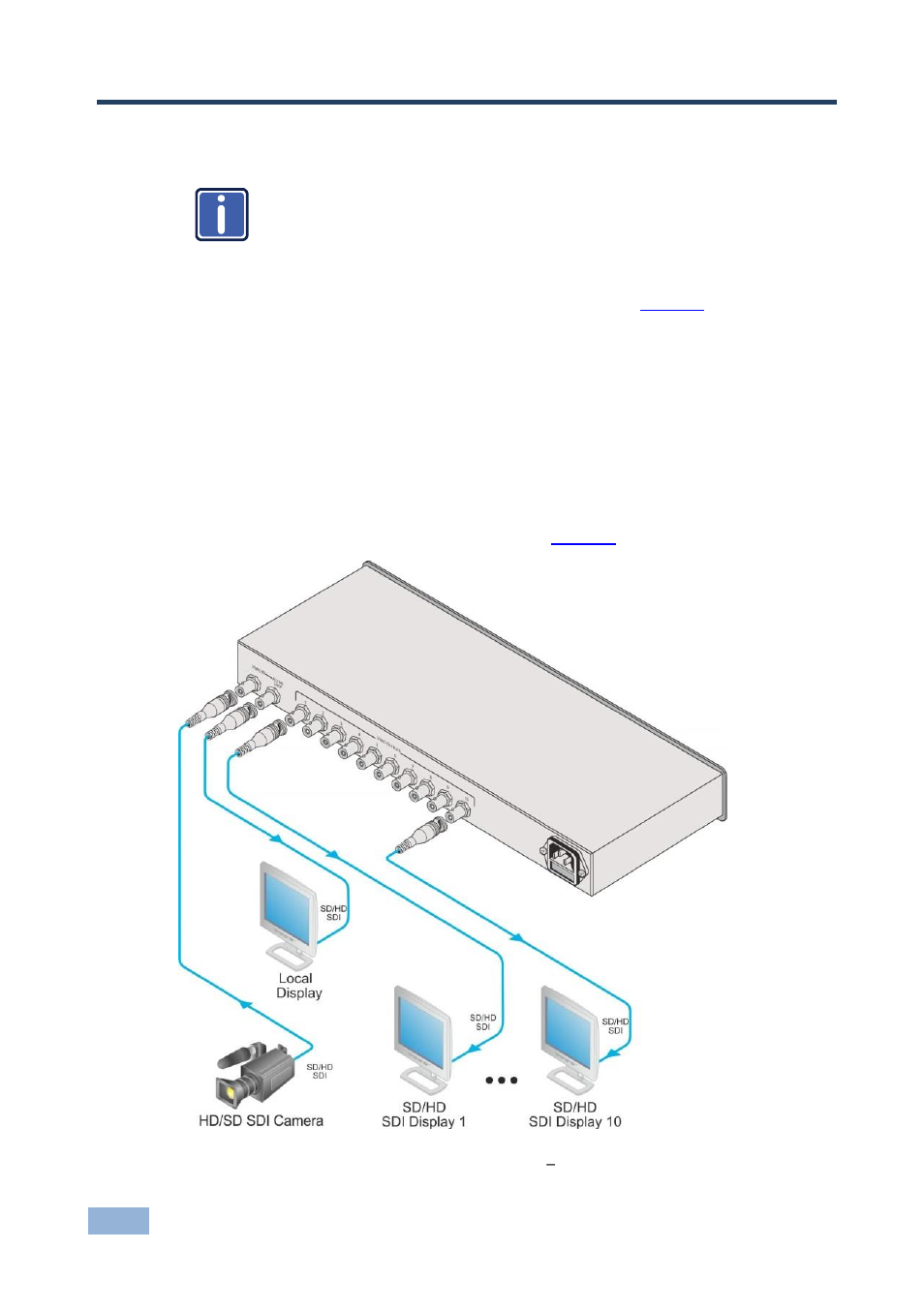 5 connecting the vm-10hdxl, Connecting the vm-10hdxl, Figure 3: connecting the vm-10hdxl 3g 1:10 hd/sd | Sdi distribution amplifier, 5connecting the vm-10hdxl | Kramer Electronics VM-10HDxl User Manual | Page 11 / 14