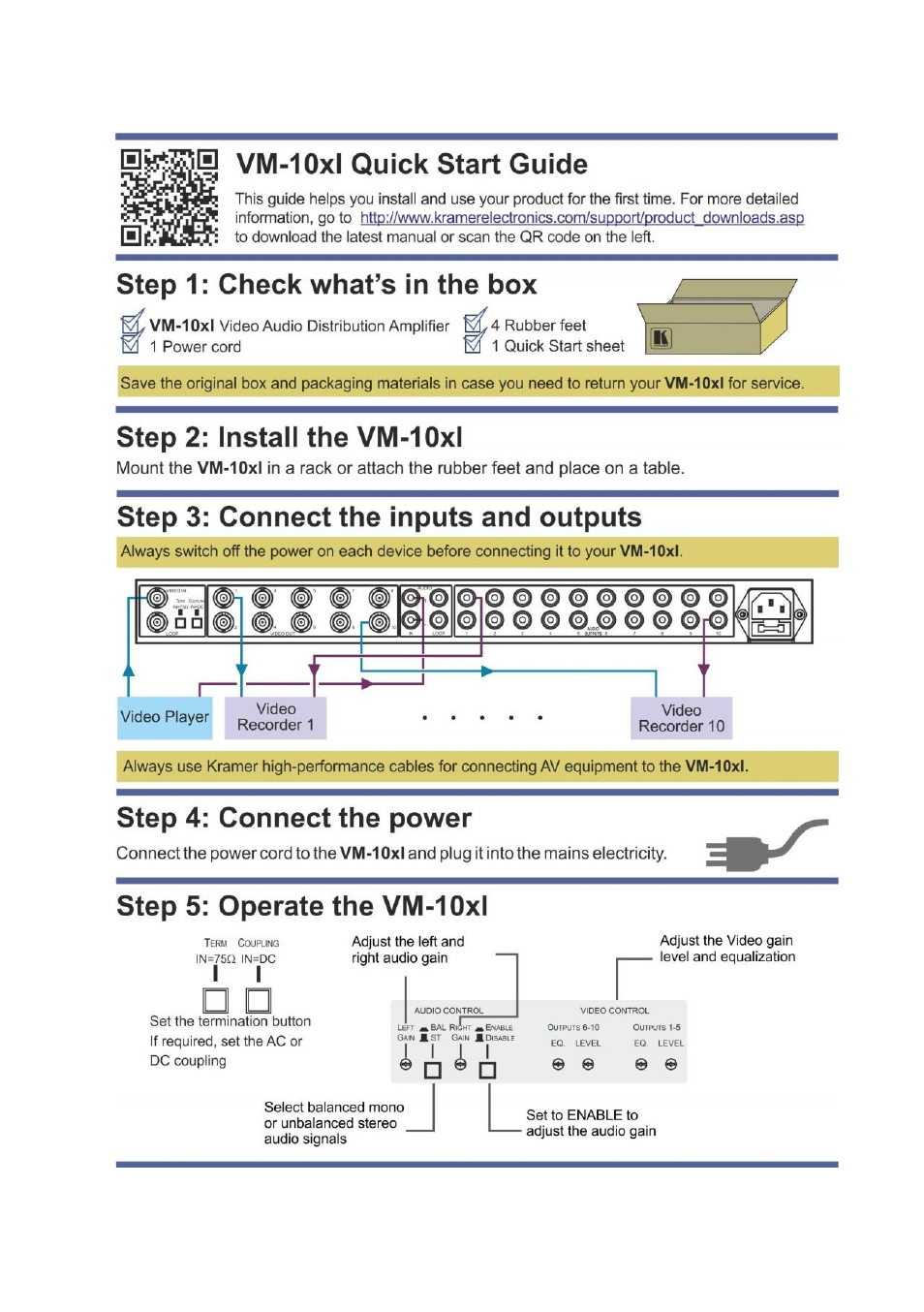Kramer Electronics VM-10xl User Manual | Page 2 / 17