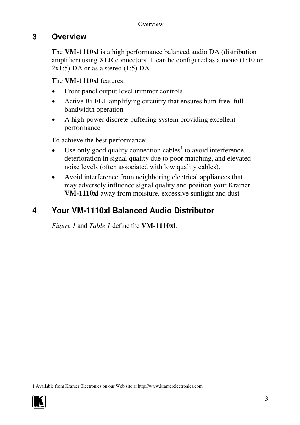 3overview | Kramer Electronics VM-1110xl User Manual | Page 5 / 14