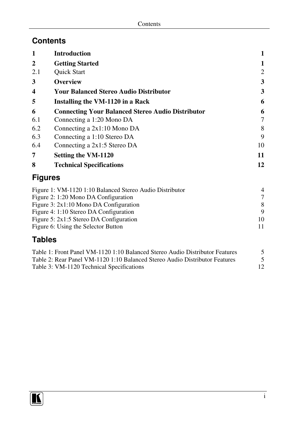 Kramer Electronics VM-1120 User Manual | Page 2 / 16