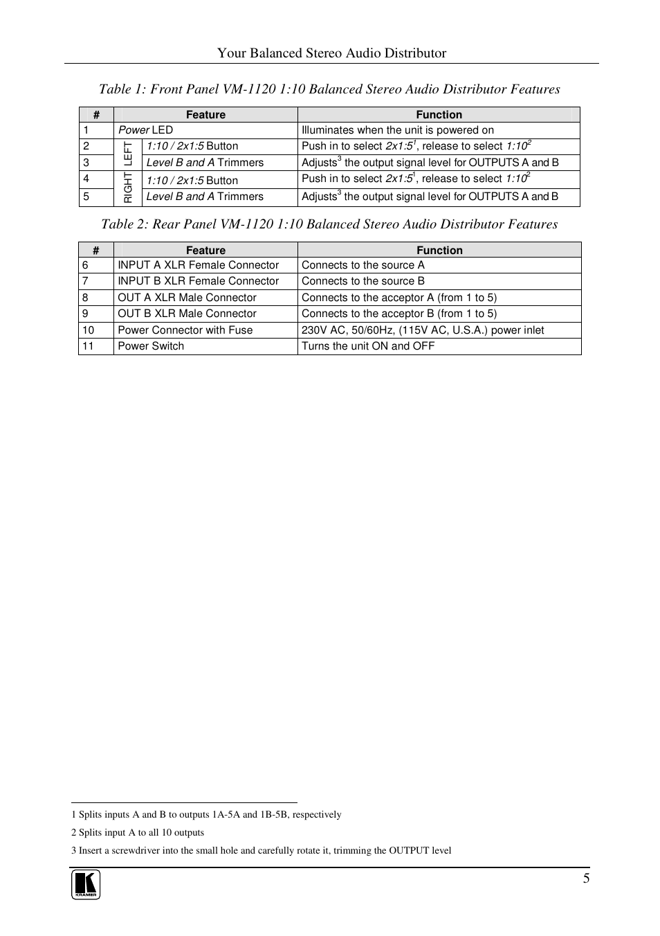 Kramer Electronics VM-1120 User Manual | Page 7 / 16