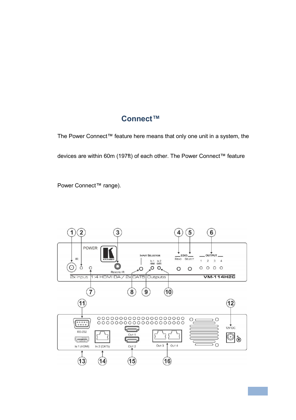 1 using twisted pair cable, 2 about the power connect™ feature, 3 defining the vm-114h2c | Using twisted pair cable, About the power, Connect™ feature, Defining the vm-114h2c | Kramer Electronics VM-114H2C User Manual | Page 8 / 25