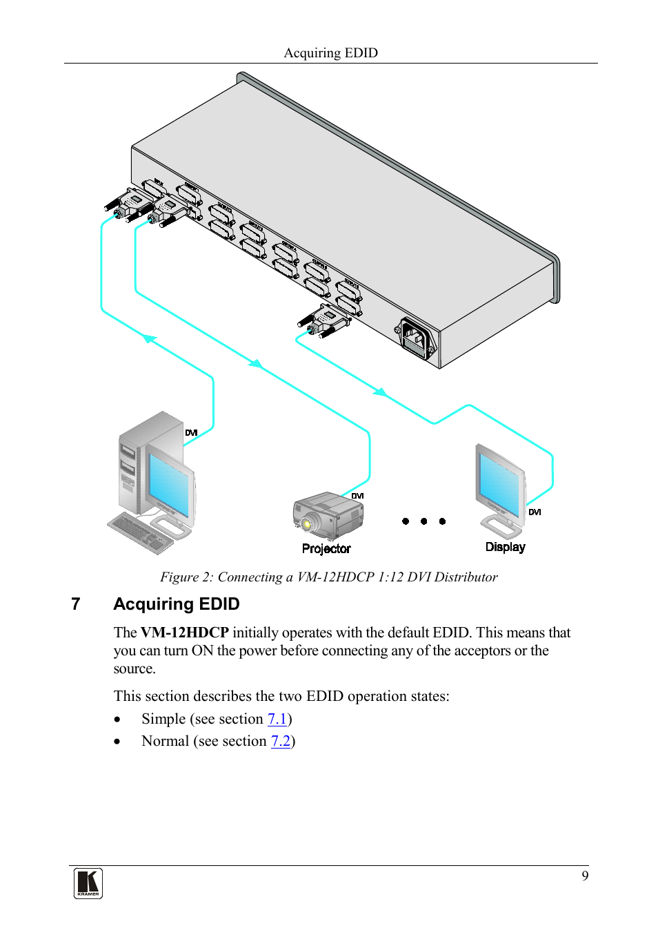 7 acquiring edid, Acquiring edid, Figure 2 | Kramer Electronics VM-12HDCP User Manual | Page 11 / 15