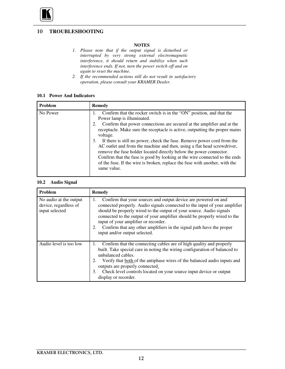 Kramer Electronics VM-1610 User Manual | Page 14 / 18