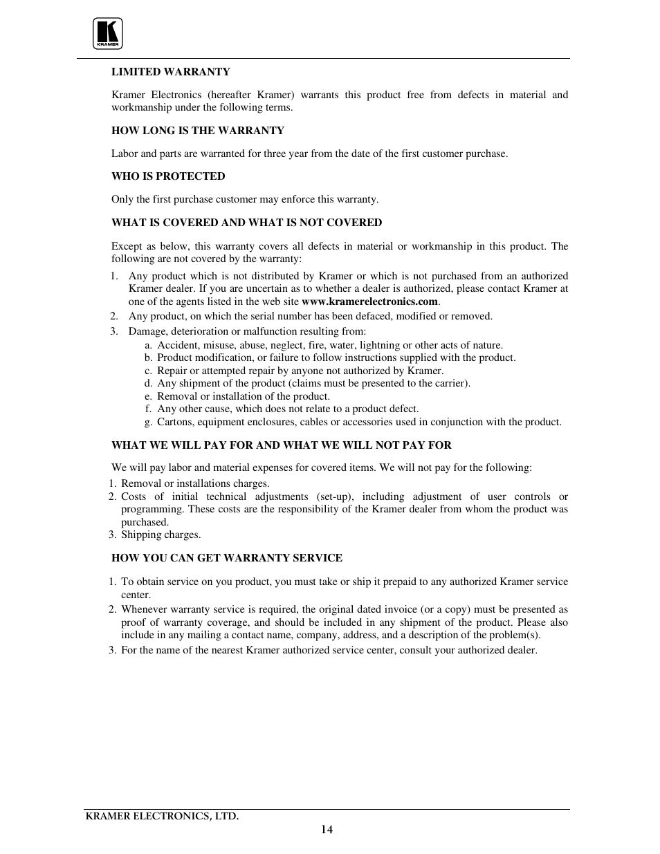 Kramer Electronics VM-1610 User Manual | Page 16 / 18