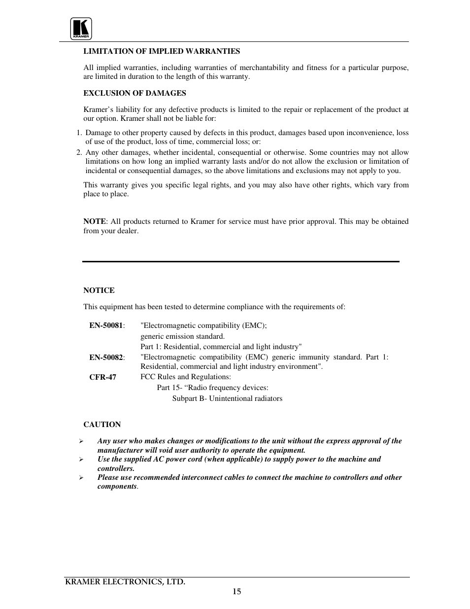 Kramer Electronics VM-1610 User Manual | Page 17 / 18